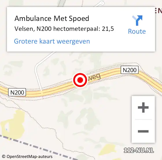 Locatie op kaart van de 112 melding: Ambulance Met Spoed Naar Velsen, N200 hectometerpaal: 21,5 op 31 augustus 2021 20:04