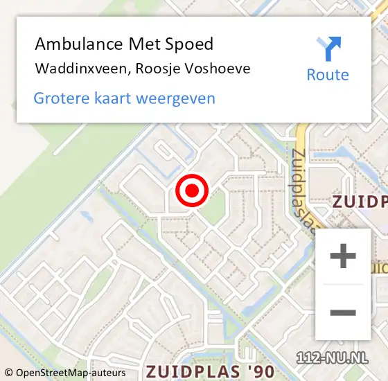 Locatie op kaart van de 112 melding: Ambulance Met Spoed Naar Waddinxveen, Roosje Voshoeve op 31 augustus 2021 20:15