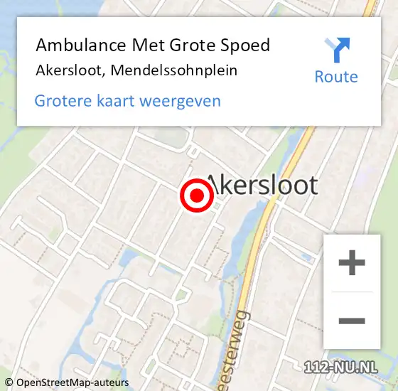 Locatie op kaart van de 112 melding: Ambulance Met Grote Spoed Naar Akersloot, Mendelssohnplein op 31 augustus 2021 20:28