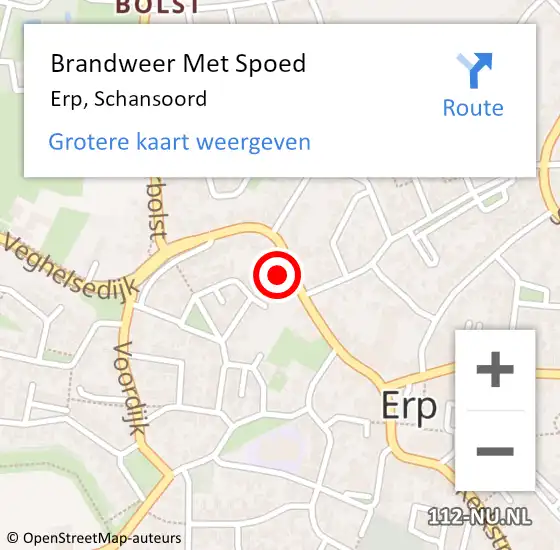 Locatie op kaart van de 112 melding: Brandweer Met Spoed Naar Erp, Schansoord op 31 augustus 2021 20:47