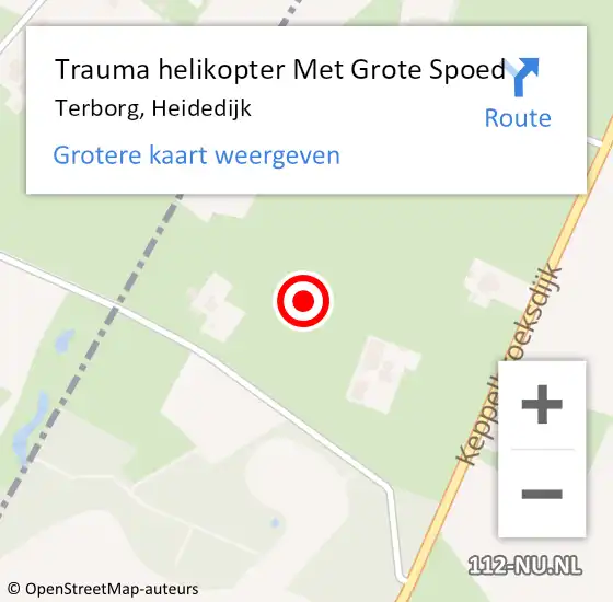 Locatie op kaart van de 112 melding: Trauma helikopter Met Grote Spoed Naar Terborg, Heidedijk op 31 augustus 2021 20:56