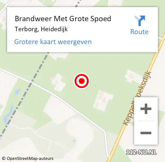 Locatie op kaart van de 112 melding: Brandweer Met Grote Spoed Naar Terborg, Heidedijk op 31 augustus 2021 21:00