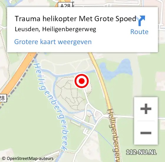 Locatie op kaart van de 112 melding: Trauma helikopter Met Grote Spoed Naar Leusden, Heiligenbergerweg op 31 augustus 2021 21:41