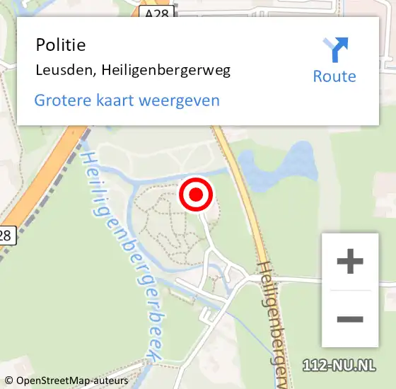 Locatie op kaart van de 112 melding: Politie Leusden, Heiligenbergerweg op 31 augustus 2021 21:42