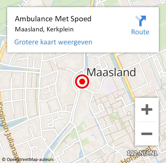 Locatie op kaart van de 112 melding: Ambulance Met Spoed Naar Maasland, Kerkplein op 31 augustus 2021 21:48