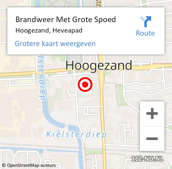 Locatie op kaart van de 112 melding: Brandweer Met Grote Spoed Naar Hoogezand, Heveapad op 31 augustus 2021 21:55