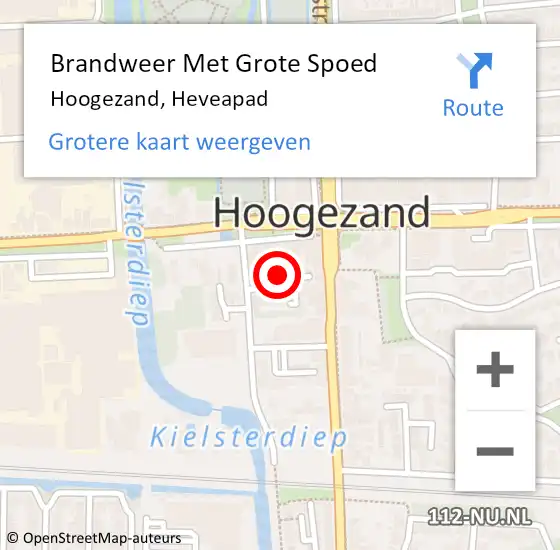 Locatie op kaart van de 112 melding: Brandweer Met Grote Spoed Naar Hoogezand, Heveapad op 31 augustus 2021 22:05