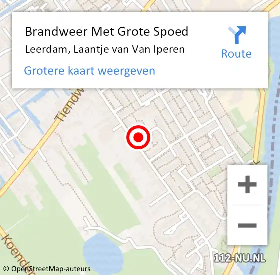 Locatie op kaart van de 112 melding: Brandweer Met Grote Spoed Naar Leerdam, Laantje van Van Iperen op 31 augustus 2021 22:24