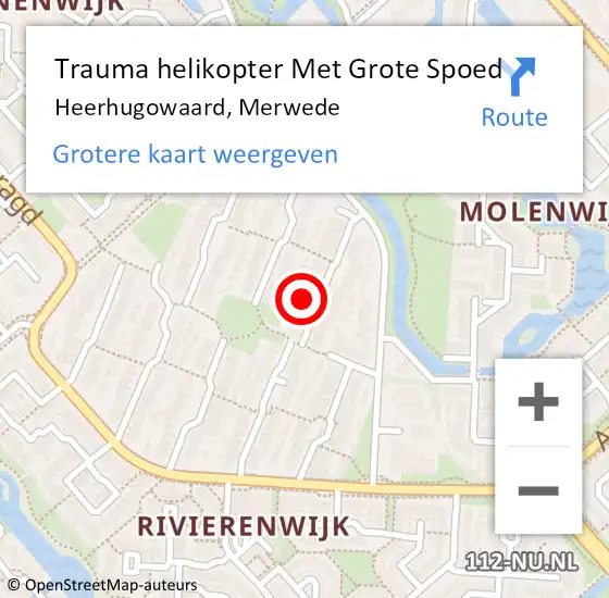 Locatie op kaart van de 112 melding: Trauma helikopter Met Grote Spoed Naar Heerhugowaard, Merwede op 31 augustus 2021 22:41