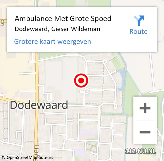 Locatie op kaart van de 112 melding: Ambulance Met Grote Spoed Naar Dodewaard, Gieser Wildeman op 31 augustus 2021 23:15