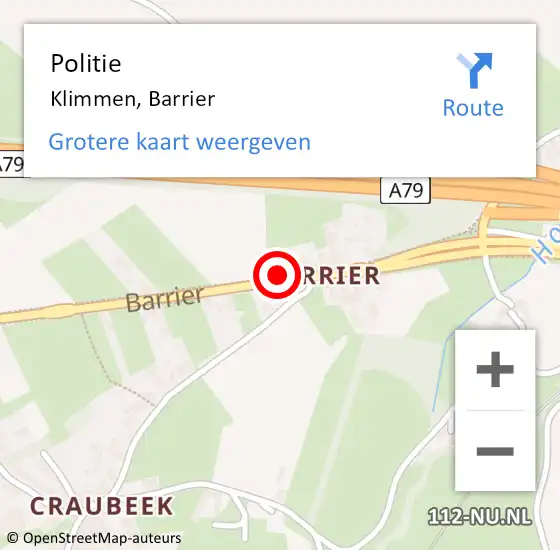 Locatie op kaart van de 112 melding: Politie Klimmen, Barrier op 31 augustus 2021 23:18