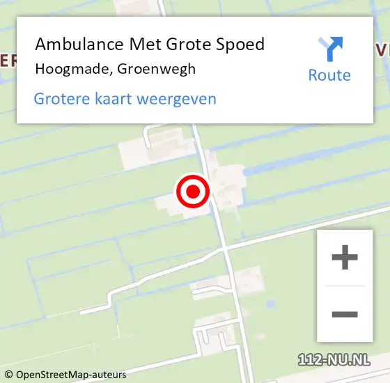 Locatie op kaart van de 112 melding: Ambulance Met Grote Spoed Naar Hoogmade, Groenwegh op 31 augustus 2021 23:47