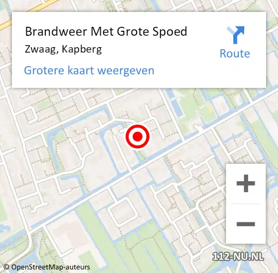 Locatie op kaart van de 112 melding: Brandweer Met Grote Spoed Naar Zwaag, Kapberg op 31 augustus 2021 23:49