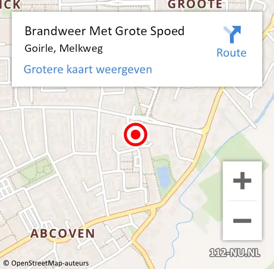 Locatie op kaart van de 112 melding: Brandweer Met Grote Spoed Naar Goirle, Melkweg op 31 augustus 2021 23:55