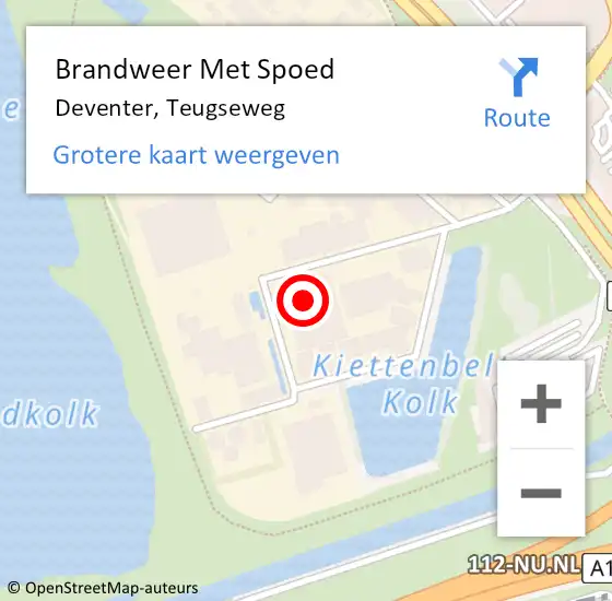 Locatie op kaart van de 112 melding: Brandweer Met Spoed Naar Deventer, Teugseweg op 1 september 2021 00:44