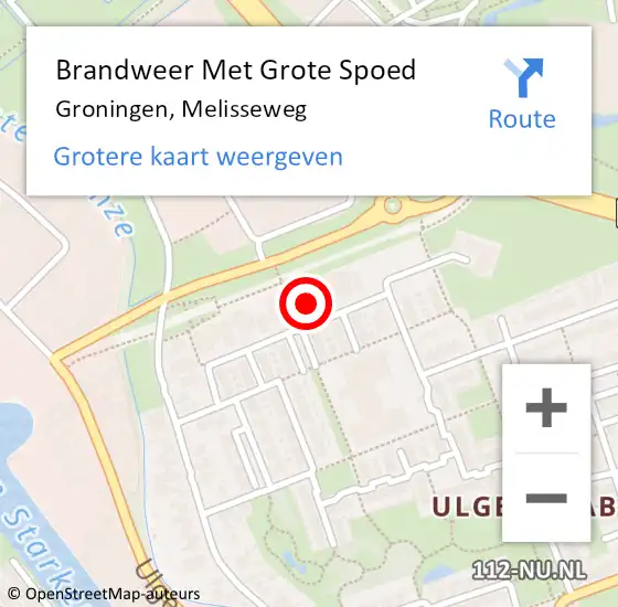 Locatie op kaart van de 112 melding: Brandweer Met Grote Spoed Naar Groningen, Melisseweg op 21 juni 2014 13:11