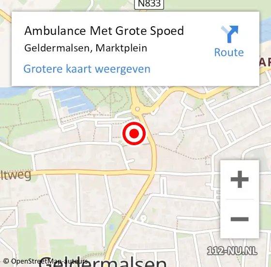 Locatie op kaart van de 112 melding: Ambulance Met Grote Spoed Naar Geldermalsen, Marktplein op 1 september 2021 02:02