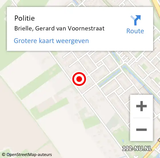 Locatie op kaart van de 112 melding: Politie Brielle, Gerard van Voornestraat op 1 september 2021 02:20