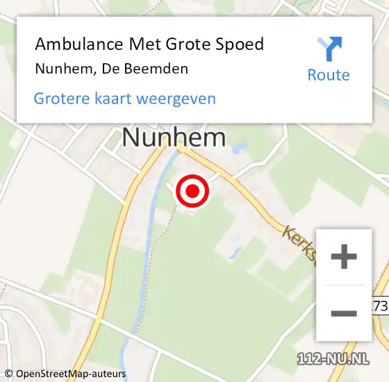 Locatie op kaart van de 112 melding: Ambulance Met Grote Spoed Naar Nunhem, De Beemden op 1 september 2021 03:52