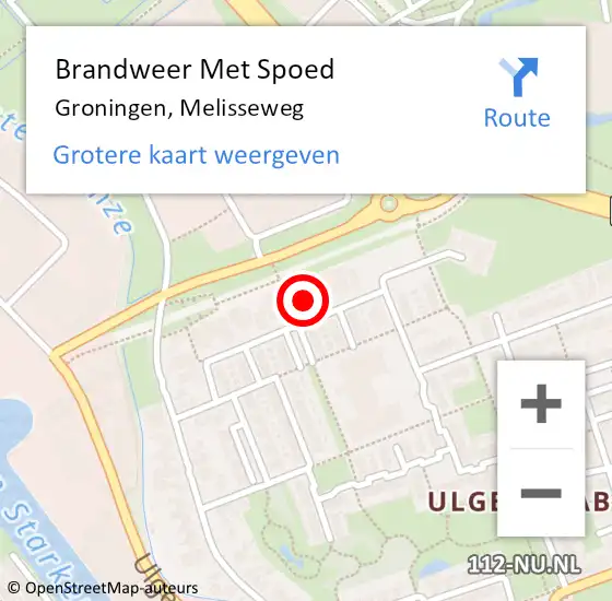 Locatie op kaart van de 112 melding: Brandweer Met Spoed Naar Groningen, Melisseweg op 21 juni 2014 13:15