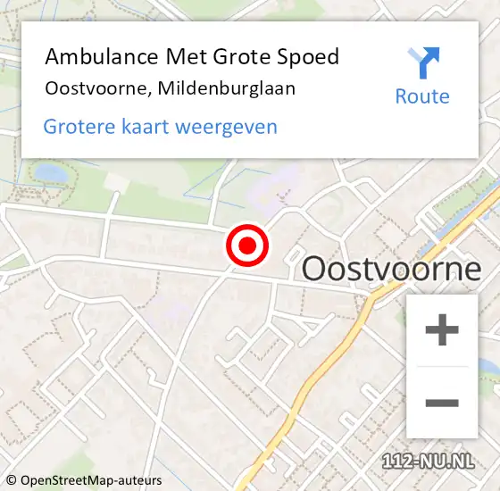 Locatie op kaart van de 112 melding: Ambulance Met Grote Spoed Naar Oostvoorne, Mildenburglaan op 1 september 2021 05:10