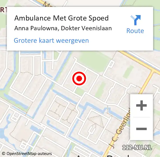 Locatie op kaart van de 112 melding: Ambulance Met Grote Spoed Naar Anna Paulowna, Dokter Veenislaan op 1 september 2021 05:11