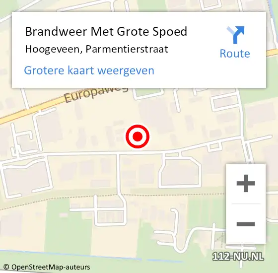 Locatie op kaart van de 112 melding: Brandweer Met Grote Spoed Naar Hoogeveen, Parmentierstraat op 1 september 2021 06:01