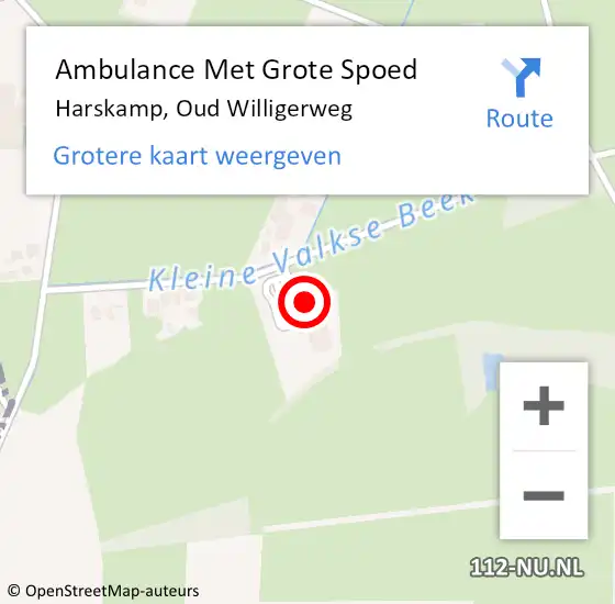 Locatie op kaart van de 112 melding: Ambulance Met Grote Spoed Naar Harskamp, Oud Willigerweg op 21 juni 2014 13:18