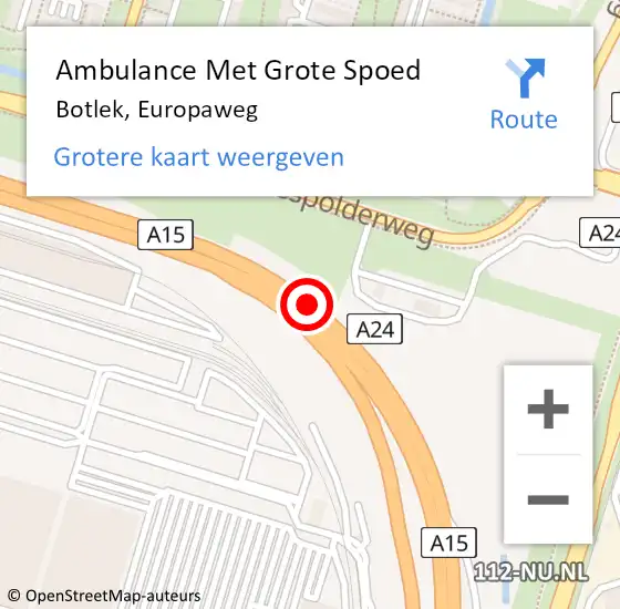 Locatie op kaart van de 112 melding: Ambulance Met Grote Spoed Naar Botlek, Europaweg op 1 september 2021 07:16