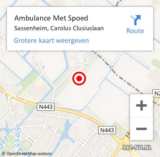 Locatie op kaart van de 112 melding: Ambulance Met Spoed Naar Sassenheim, Carolus Clusiuslaan op 1 september 2021 07:18