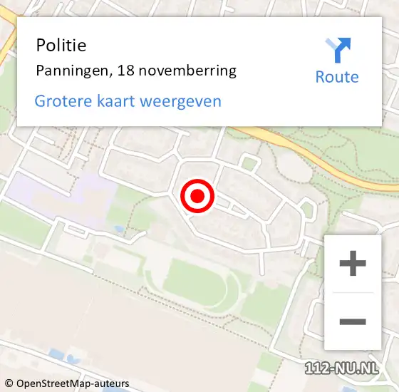 Locatie op kaart van de 112 melding: Politie Panningen, 18 novemberring op 1 september 2021 07:18