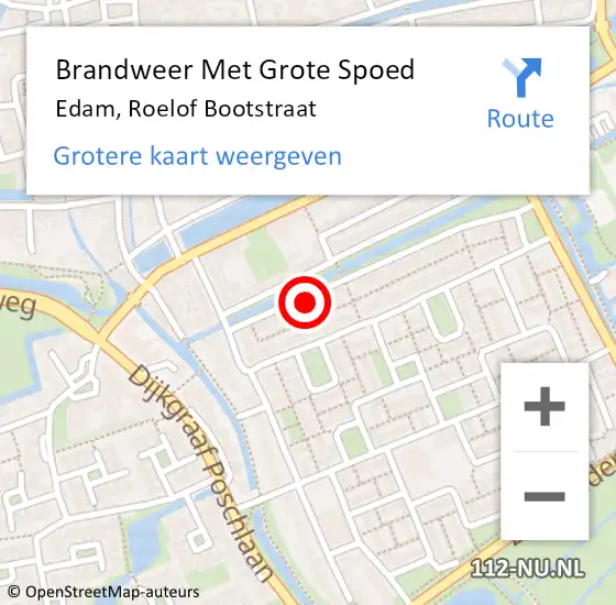 Locatie op kaart van de 112 melding: Brandweer Met Grote Spoed Naar Edam, Roelof Bootstraat op 21 juni 2014 13:27