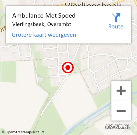 Locatie op kaart van de 112 melding: Ambulance Met Spoed Naar Vierlingsbeek, Overambt op 21 juni 2014 13:27