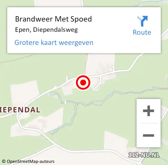 Locatie op kaart van de 112 melding: Brandweer Met Spoed Naar Epen, Diependalsweg op 1 september 2021 08:53