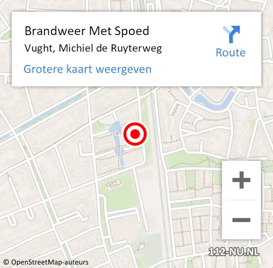 Locatie op kaart van de 112 melding: Brandweer Met Spoed Naar Vught, Michiel de Ruyterweg op 1 september 2021 09:10