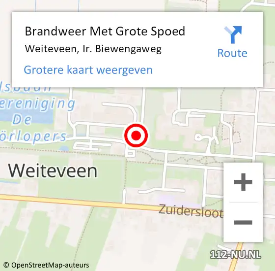 Locatie op kaart van de 112 melding: Brandweer Met Grote Spoed Naar Weiteveen, Ir. Biewengaweg op 1 september 2021 09:37