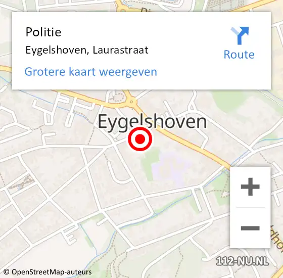 Locatie op kaart van de 112 melding: Politie Eygelshoven, Laurastraat op 1 september 2021 09:39