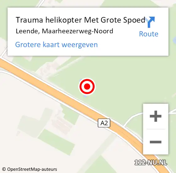 Locatie op kaart van de 112 melding: Trauma helikopter Met Grote Spoed Naar Leende, Maarheezerweg-Noord op 1 september 2021 09:52