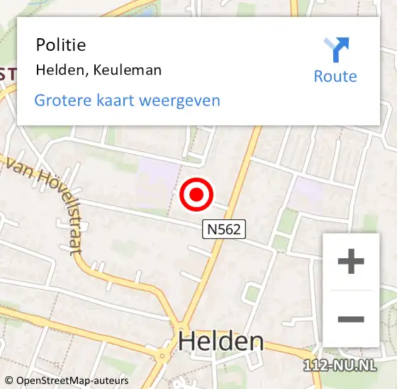 Locatie op kaart van de 112 melding: Politie Helden, Keuleman op 1 september 2021 09:56