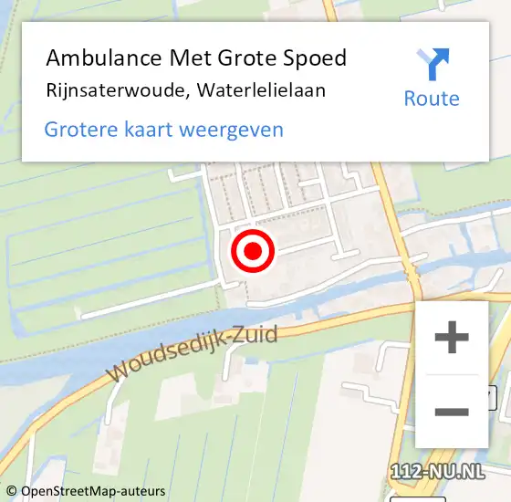 Locatie op kaart van de 112 melding: Ambulance Met Grote Spoed Naar Rijnsaterwoude, Waterlelielaan op 1 september 2021 10:05