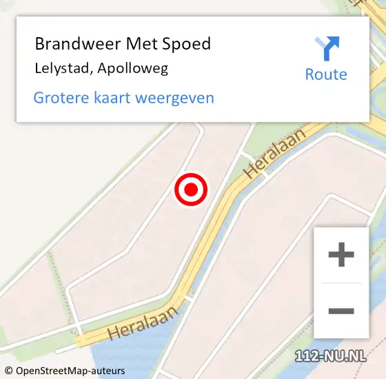 Locatie op kaart van de 112 melding: Brandweer Met Spoed Naar Lelystad, Apolloweg op 1 september 2021 10:18