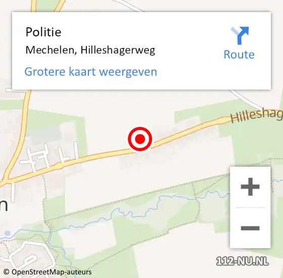Locatie op kaart van de 112 melding: Politie Mechelen, Hilleshagerweg op 1 september 2021 10:43