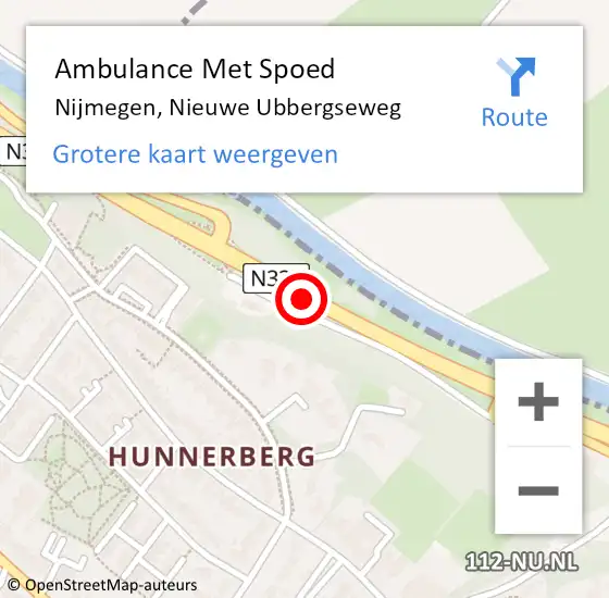 Locatie op kaart van de 112 melding: Ambulance Met Spoed Naar Nijmegen, Nieuwe Ubbergseweg op 1 september 2021 10:54