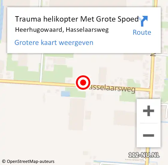 Locatie op kaart van de 112 melding: Trauma helikopter Met Grote Spoed Naar Heerhugowaard, Hasselaarsweg op 1 september 2021 11:02