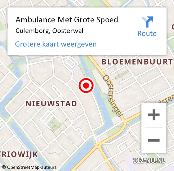 Locatie op kaart van de 112 melding: Ambulance Met Grote Spoed Naar Culemborg, Oosterwal op 1 september 2021 11:29