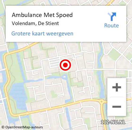 Locatie op kaart van de 112 melding: Ambulance Met Spoed Naar Volendam, De Stient op 1 september 2021 11:33