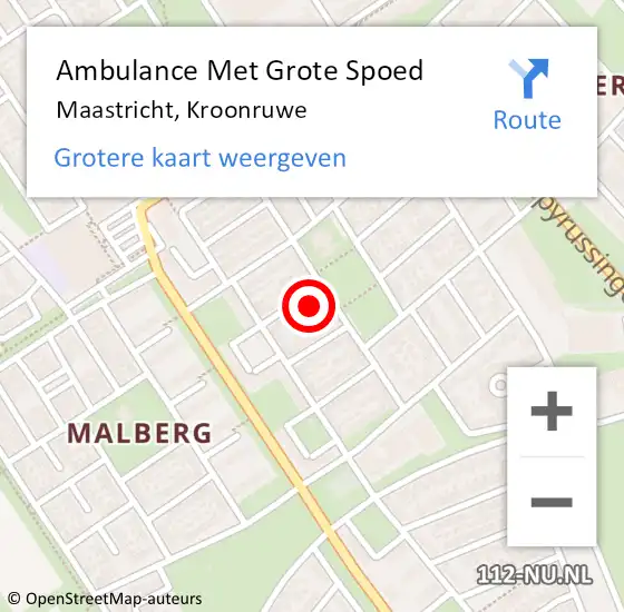 Locatie op kaart van de 112 melding: Ambulance Met Grote Spoed Naar Maastricht, Kroonruwe op 21 juni 2014 13:47