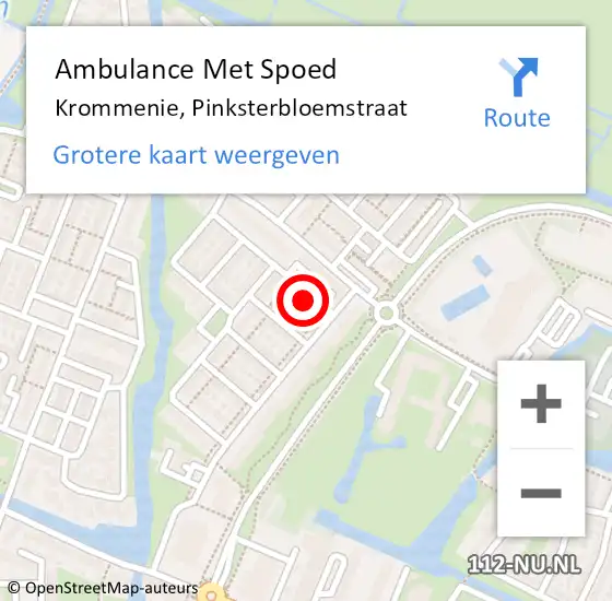 Locatie op kaart van de 112 melding: Ambulance Met Spoed Naar Krommenie, Pinksterbloemstraat op 1 september 2021 11:43