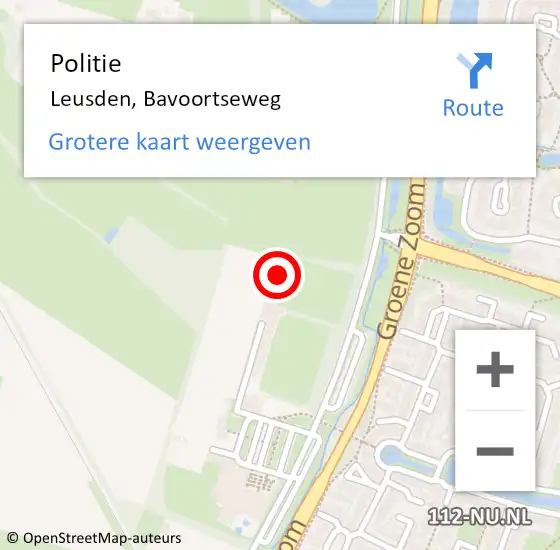 Locatie op kaart van de 112 melding: Politie Leusden, Bavoortseweg op 1 september 2021 11:49