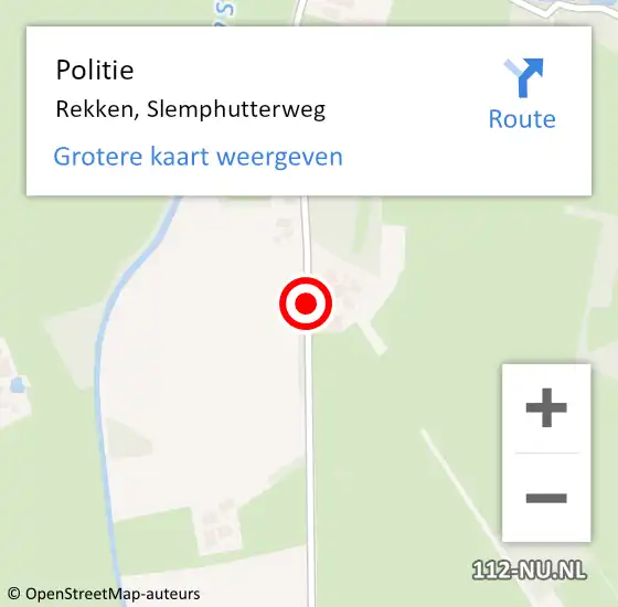 Locatie op kaart van de 112 melding: Politie Rekken, Slemphutterweg op 1 september 2021 11:49